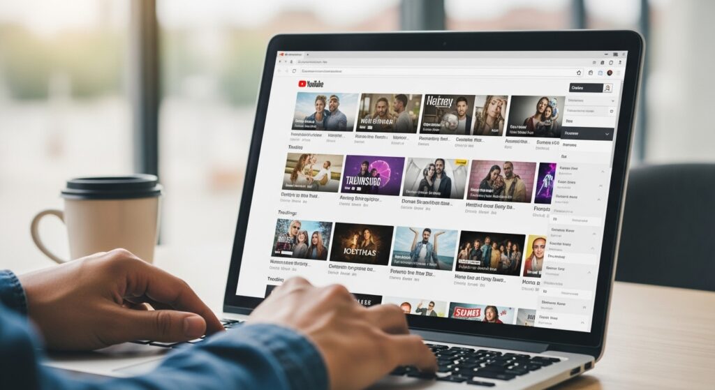 YouTube動画を見つめているAIで生成した画像